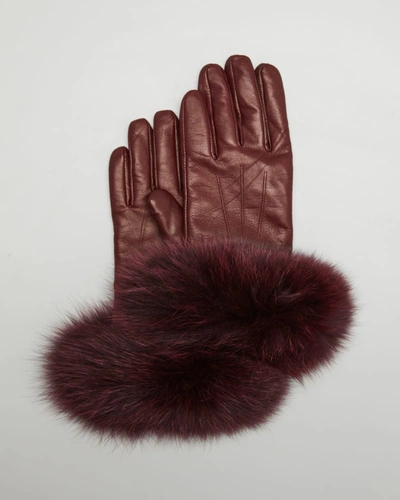 Shop Sofia Cashmere 2-button Cashmere-lined Gloves W/ Fox Fur In 601brd