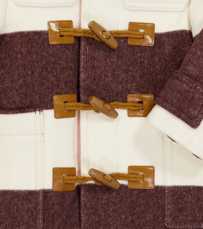 Shop Burberry Striped Wool-blend Duffel Coat In Deep Burgundy Stripe
