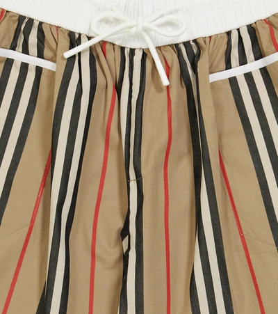 Shop Burberry Icon Stripe Cotton Shorts In Archive Beige Ip S