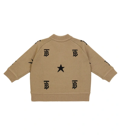 Shop Burberry Baby Wool-blend Cardigan In Archive Beige
