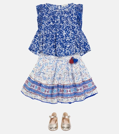 Shop Poupette St Barth Ariel Floral Mini Skirt In Blue Cerise Cib