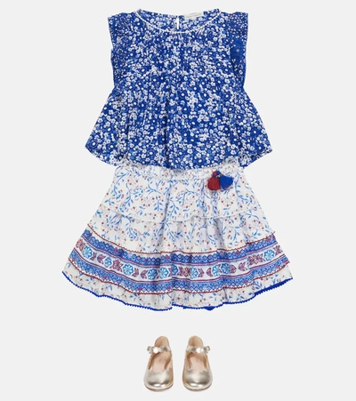 Poupette St Barth Ariel Floral Mini Skirt In Blue Cerise Cib