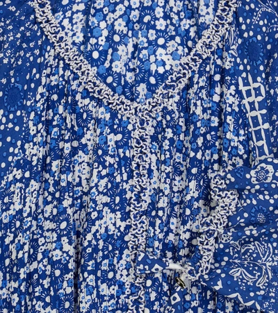 Shop Poupette St Barth Ariel Floral Blouse In Blue Antibes Atb