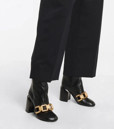 Shop Jil Sander Embellished Leather Ankle Boots In Black