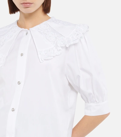 Shop Alessandra Rich Collared Cotton Blouse In 822 White