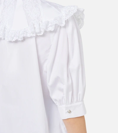 Shop Alessandra Rich Collared Cotton Blouse In 822 White