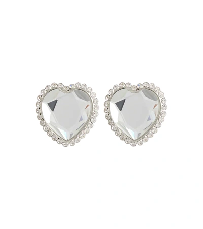 Shop Alessandra Rich Crystal Clip-on Earrings In Cry-silver