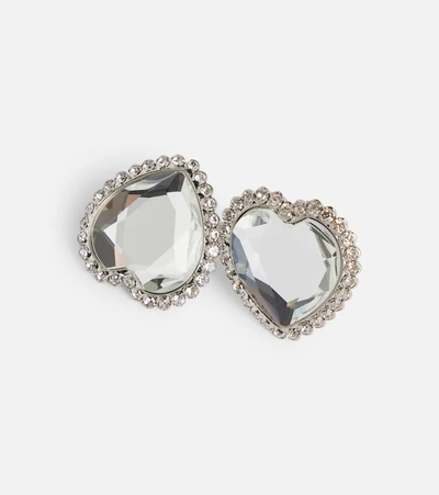 Shop Alessandra Rich Crystal Clip-on Earrings In Cry-silver