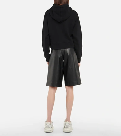 Shop Palm Angels Cropped Cotton Hoodie In Black Brown