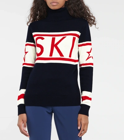 Shop Perfect Moment Schild Wool Turtleneck Sweater In Navy