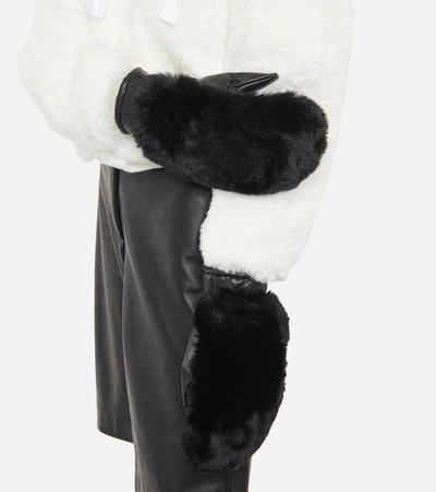 Shop Goldbergh Hill Faux Fur And Faux Leather Ski Mittens In Black