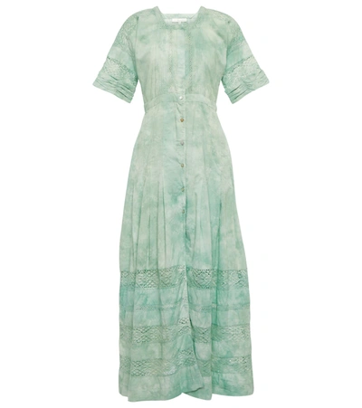 Shop Loveshackfancy Edie Cotton Maxi Dress In Jade Mist