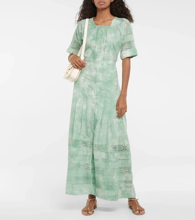 Shop Loveshackfancy Edie Cotton Maxi Dress In Jade Mist
