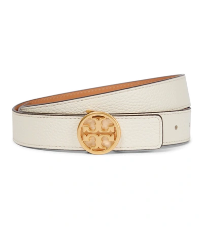 Tory Burch Reversible Belt With Logo Buckle In White,beige | ModeSens