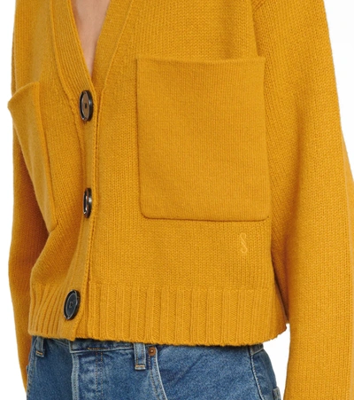 Shop Proenza Schouler Cashmere-blend Cropped Cardigan In Gold