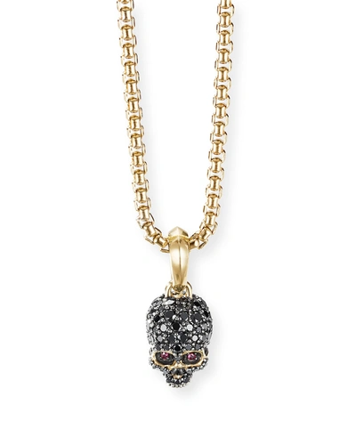 Shop David Yurman Men's Memento Mori Skull Pendant With Diamonds In 18k Gold, 14mm