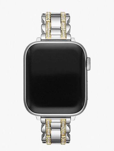 Shop Kate Spade Pavé Stainless Steel Bracelet 38/40mm Band For Apple Watch In Silver/ Gold