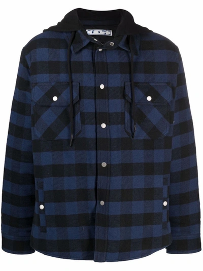 Shop Off-white Arrow Padded Flannel Shirt Black And Blue