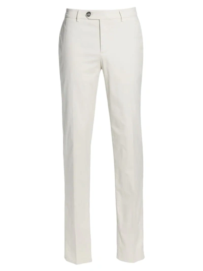 Shop Brunello Cucinelli Men's Gabardine Flat Front Pants In White