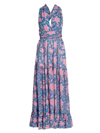 Shop Hannah Artwear Women's Chloe Floral Cross-back Maxi Dress In Juniper