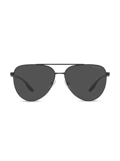 Shop Prada Men's Ps 52ws 61mm Pilot Sunglasses In Matte Black