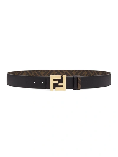 Shop Fendi Men's Ff Logo Reversible Belt In Neutral