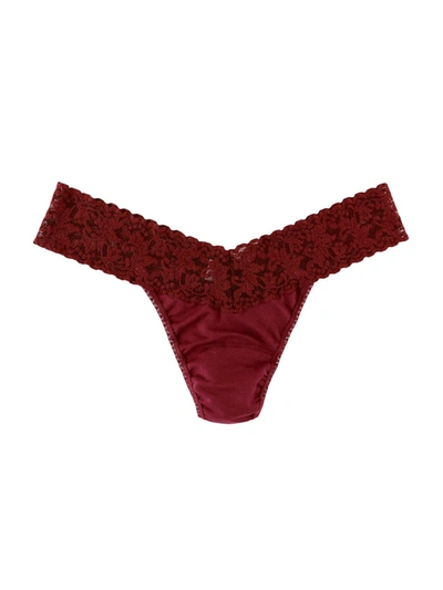 Shop Hanky Panky Cotton Low-rise Thong In Cabernet