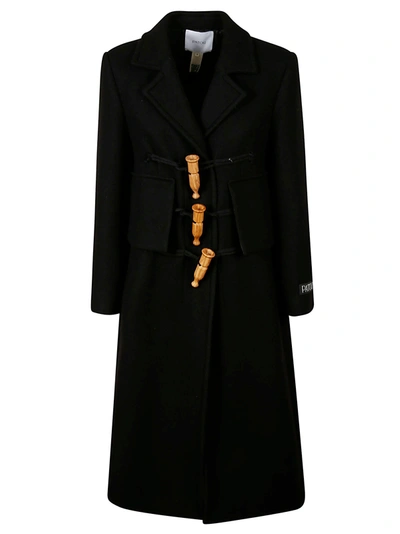 Shop Patou Toggle Lock Coat In Black