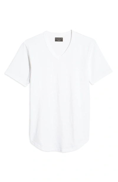 Shop Goodlife Sun Faded Slub Scallop V-neck T-shirt In White