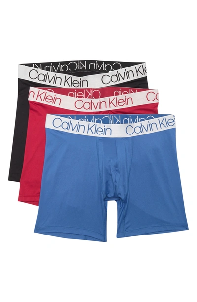 Shop Calvin Klein 3-pack Performance Boxer Briefs In Dft/blk/sct