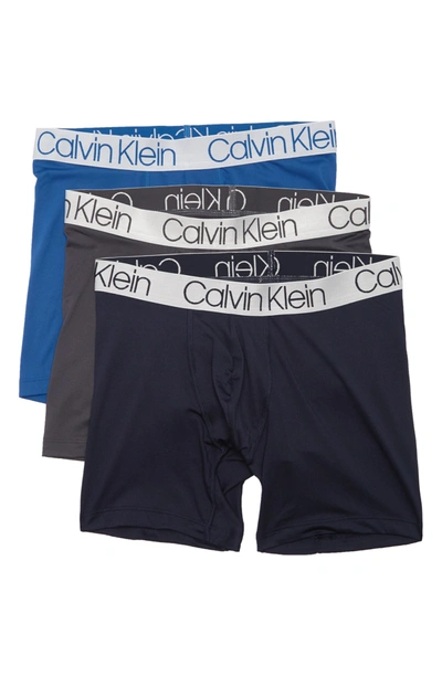Shop Calvin Klein 3-pack Performance Boxer Briefs In Cbl/shl/geb