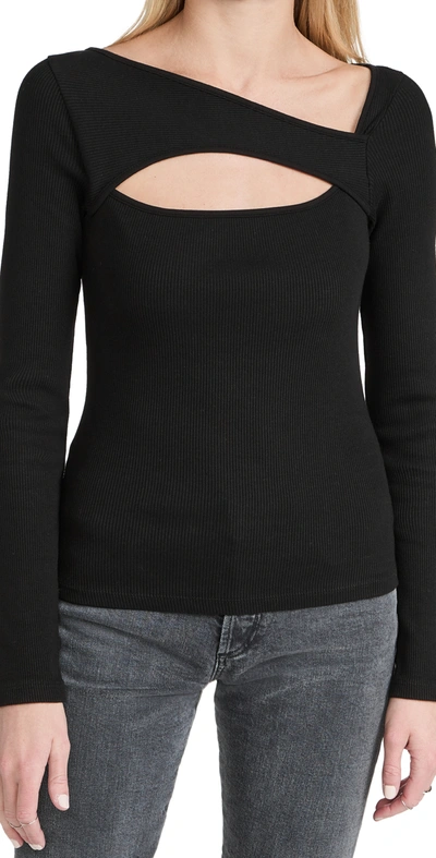 Shop Citizens Of Humanity Iris Long Sleeve Cut Out Top Black