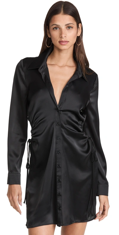 Shop Wayf Daniela Side Cut-out Shirt Dress In Black