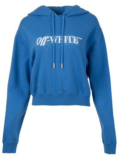 Shop Off-white Pen Logo Crop Hoodie Blue And White