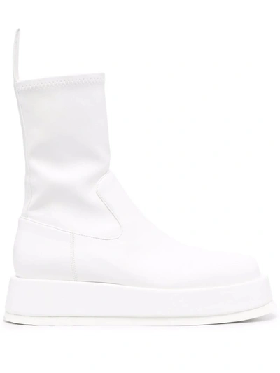 Shop Gia Borghini Rosie11 Faux-leather Ankle Boots In White