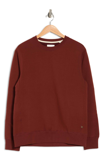 Shop Billy Reid Dover Crewneck Sweatshirt With Leather Elbow Patches In Brick Red