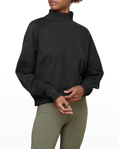 Shop Voice Of Insiders High Mock-neck Fleece Sweatshirt In Black