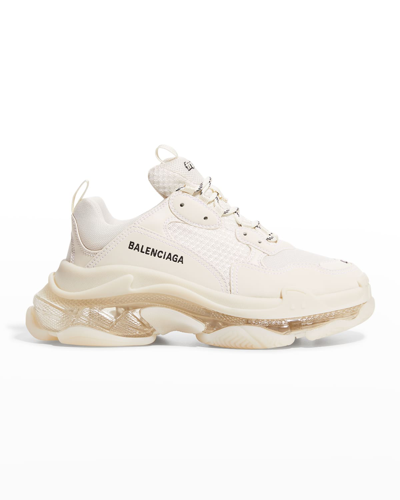 Shop Balenciaga Triple S Air Nylon Sneakers In Eggshell