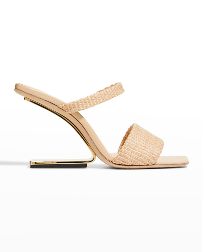 Shop Cult Gaia Rene Woven Cantilevered Heel Sandals In Natural