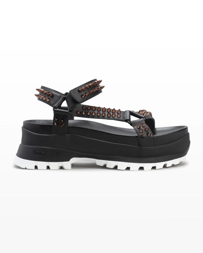 Shop Stella Mccartney Trace Spike Stud Sporty Sandals In Black