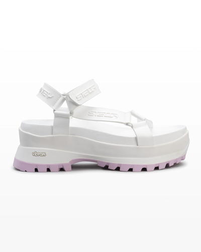 Shop Stella Mccartney Trace Logo Sporty Platform Sandals In White