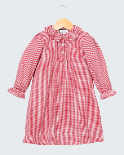 Shop Petite Plume Victoria Ruffle-collar Gingham Nightgown In Red