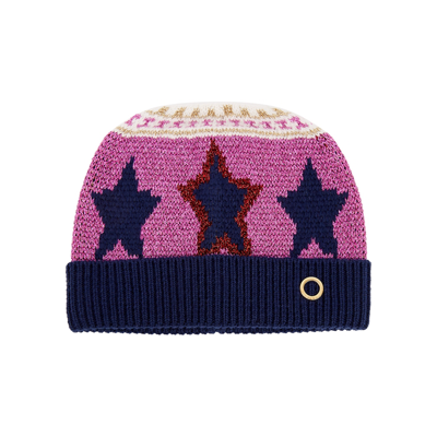 Shop Paco Rabanne Intarsia Metallic-weave Knitted Beanie In Multicoloured
