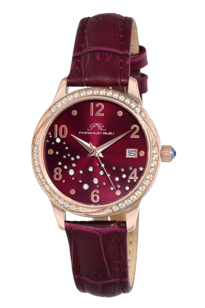 Shop Porsamo Bleu Ruby Women's Merlot Crystal Watch, 1141erul