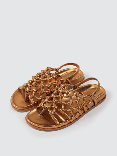 Shop Alumnae Knotted Sandal On Footbed Gold Nappa