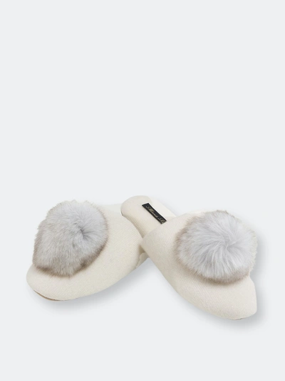 Shop Minnie Rose Cashmere Slipper With Real Fox Fur Pom Pom In White