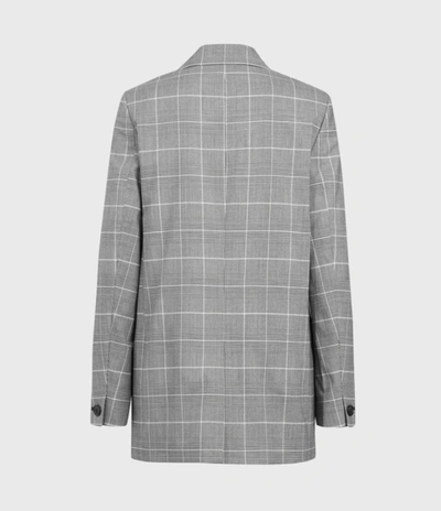 Shop Allsaints Astrid Double-breasted Oversized Check Blazer In Black White