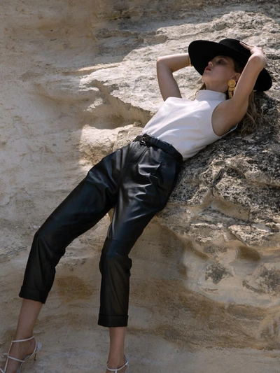 Shop As By Df The Denise Recycled Leather Trouser In Black