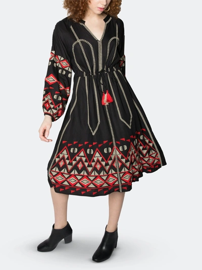 Shop Area Stars Bryant Embroidered Dress In Black Cotton