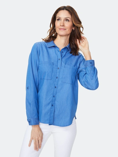 Shop Nydj Utility Shirt In Blue